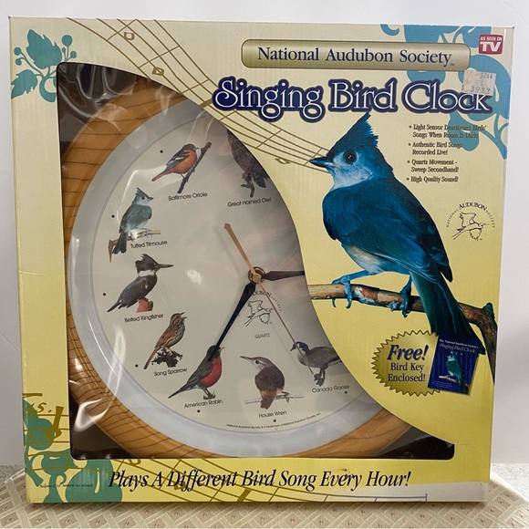National Audubon Society Singing Bird Clock Working (TeleBrands Version) Cottage - Picture 12 of 13